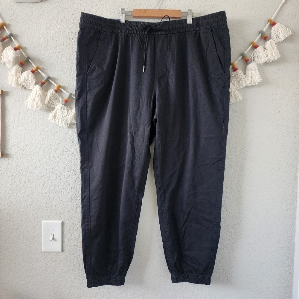 Gap Black Twill Jogger Tapered Elastic Waistband Minimalist Travel Comfort 2X